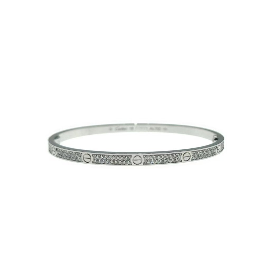 Cartier Love Bracelet Pave Diamond 18K white Gold Small Size 18